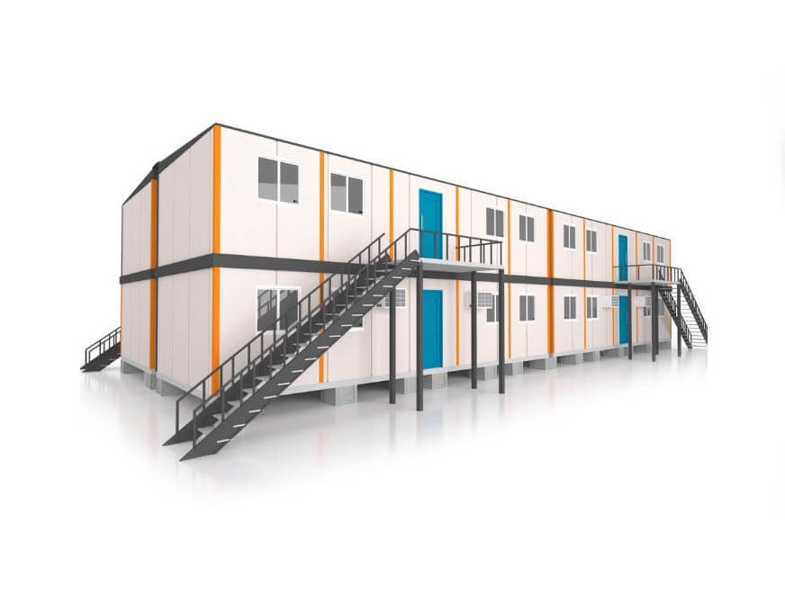 Container có thể dễ dàng xếp chồng lên nhau thành 1 dãy văn phòng 2 tầng
